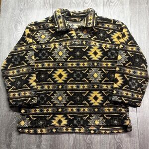 Vintage Deep Pile Fleece Zip 1990s Art Fleece XXL Aztec Brown Ski Sweater